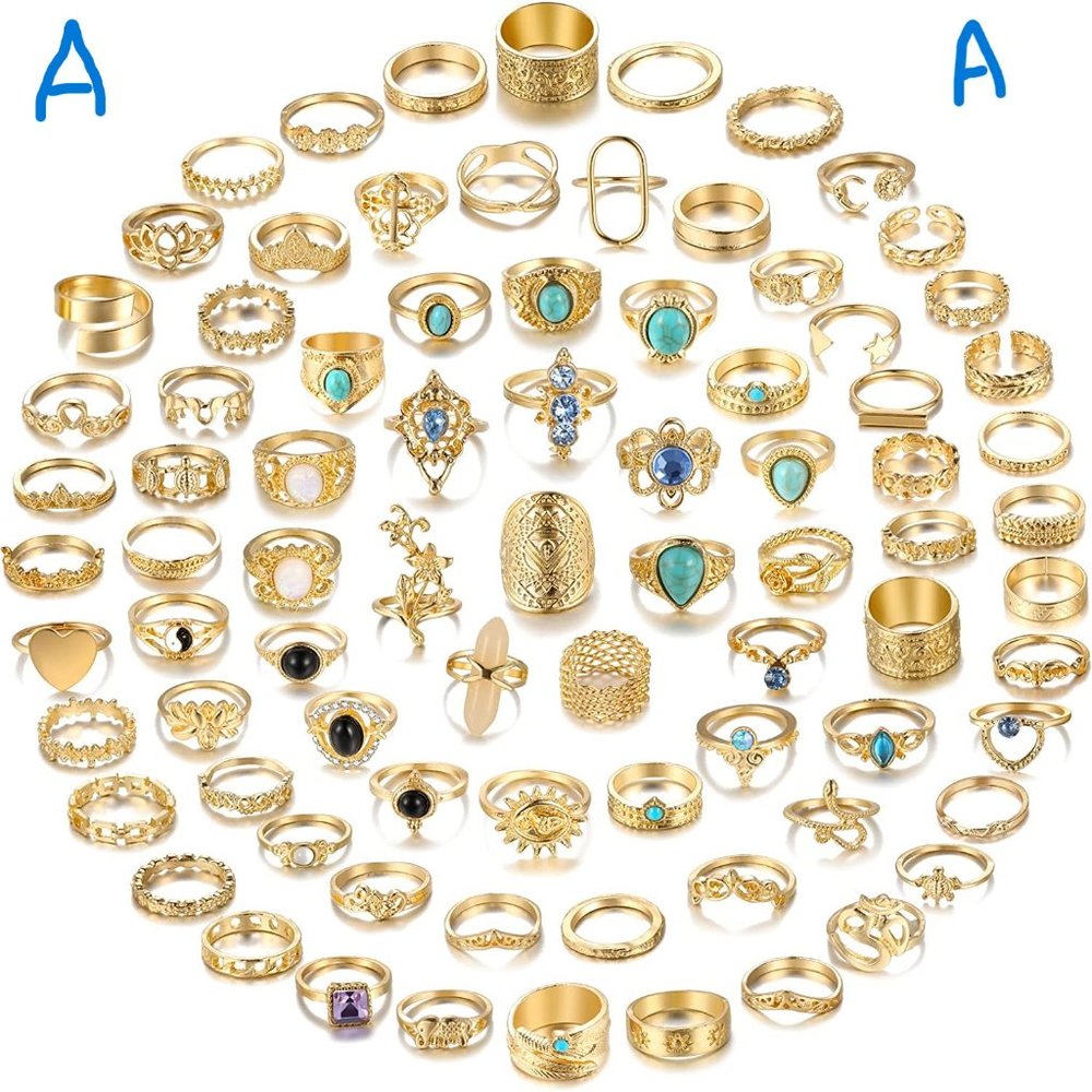 Wholesale Deal!!    82 Pcs Vintage Silver Knuckle Rings Set for Women, Bohemian